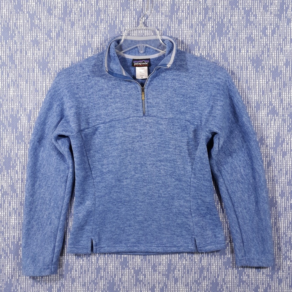 Patagonia Synchilla Sweater Womens Medium 1/4 Zip Pullover Blue Made In USA